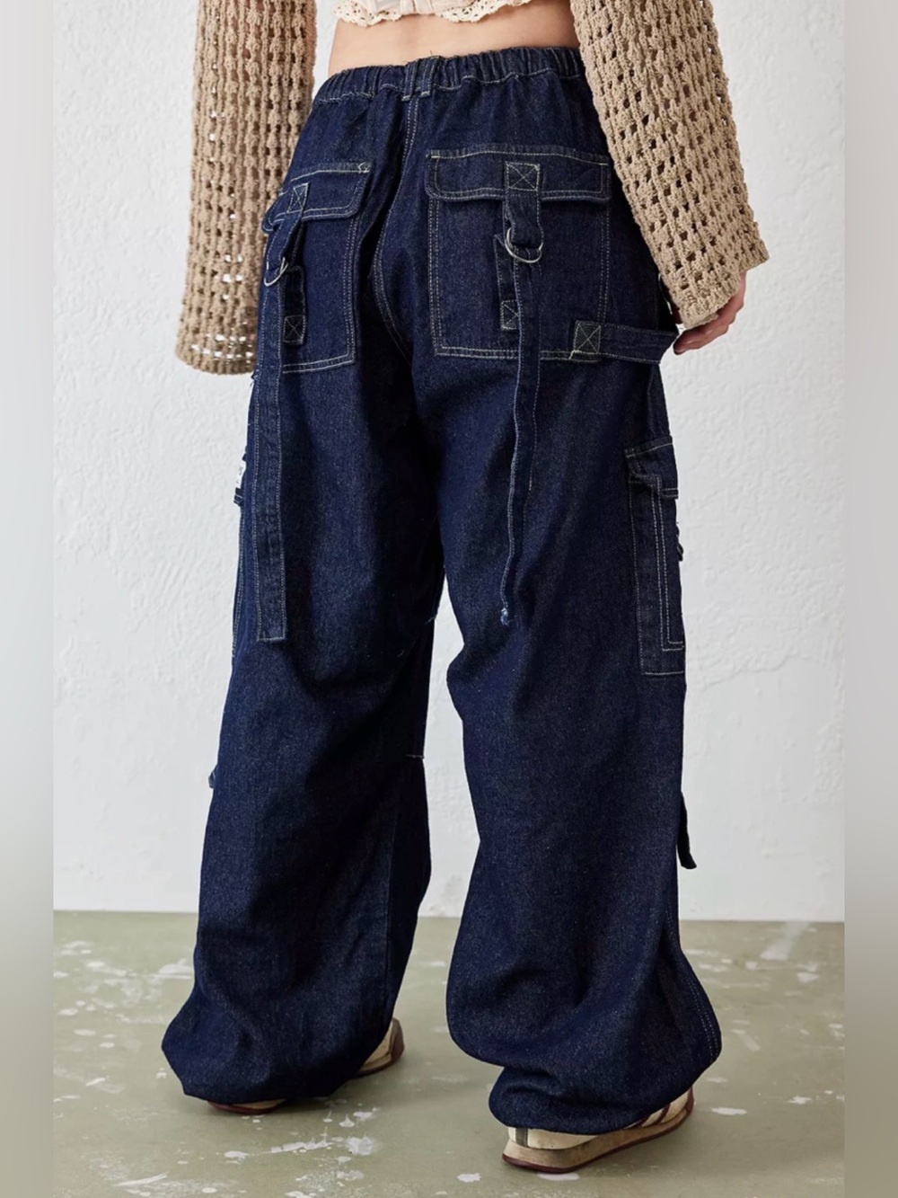 BDG Dark Blue Wide-Leg Cargo Jeans for Women - Picture 5 of 15